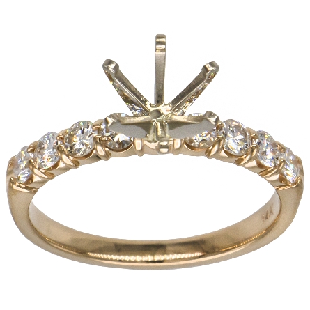 14K Two Tone Gold Shared Prong Engagement Ring Semi Mounting w/8Diams=.55ctw SI H-I for a 1.25ct Round Center Stone Size 6.5 #ARPSOP<p>Center Stone Not Included</p>