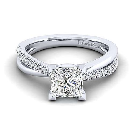 14K White Gold Gabriel MORGAN 4Prong Twist Shank Engagement Ring w/Diams=.20ctw SI2 G-H for 1ct Round Center Stone (not included) Size 6.5 #ER10439W44JJ (S1516771)