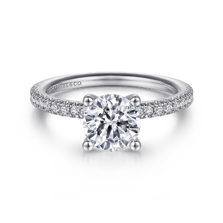 14K White Gold Gabriel SERENITY Engagement Ring Semi Mounting w/Diams=.30ctw SI2 G-H for a 1ct Round Center Stone (not included) Size 6.5 ER13903R4W44JJ (S1516778)