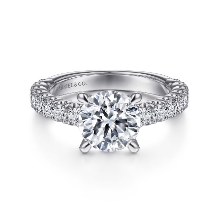 14K White Gold Gabriel SILVA Engagement Ring Semi Mounting w/Diams=.81ctw SI2 G-H for a 2ct Round Center Stone (not included) Size 6.5 #ER15270R8W44JJ (S1516786)