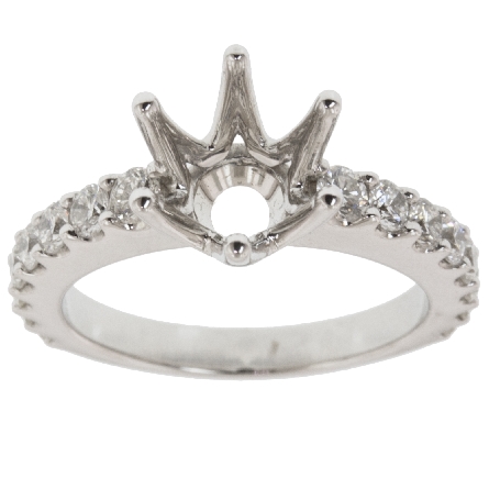 14K White Gold Prong Set Engagement Ring Semi Mounting w/12Diams=.56ctw and 4Diams=.28ctw VS G-H for 2ct Round Center Stone (not included) Size 6.5 #R11-101257<p>Center Stone Not Included</p>