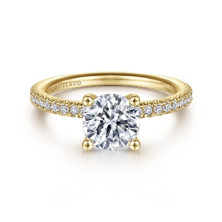 14K Yellow Gold Gabriel SERENITY Engagement Ring Semi Mounting w/Diams=.29ctw SI2 G-H for a 1ct Round Center Stone (not included) Size 6.5 #ER13903R4Y44JJ (S1568666)