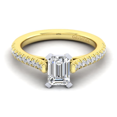 14K Yellow and White Gold Gabriel  Engagement Ring Semi Mounting w/Diams=.24ctw SI2 G-H for a 7x5mm Oval Center Stone (not included) Size 6.5 #ER7224E4M44JJ  (S1568661)