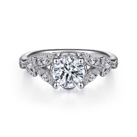 S/O 14K White Gold Gabriel BRYCE Engagement Ring Semi Mounting w/Diams=.23ctw SI2 G-H for a 1.25ct Round Center Stone (Not included) Size 4.5 #ER14662R4W44JJ (S1598829)<p>Center Stone Not Included</p>