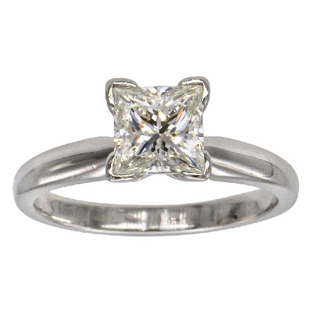 14K White Gold Solitaire Engagement Ring w/Princess Diam=1.11ct VS2 I GIA#14887636 Size 5.5
