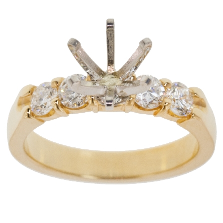 14K Yellow Gold Shared Prong Set Engagement Rin...