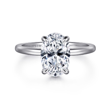 14K White Gold Gabriel RAINAH 4Prong Hidden Halo Engagement Ring Semi Mounting w/Diams=.13ctw SI2 G-H for a 2ct Oval Center Stone (not included) Size 6.5 #ER16061O8W44JJ (S1636061)<p>Center Stone Not Included</p>