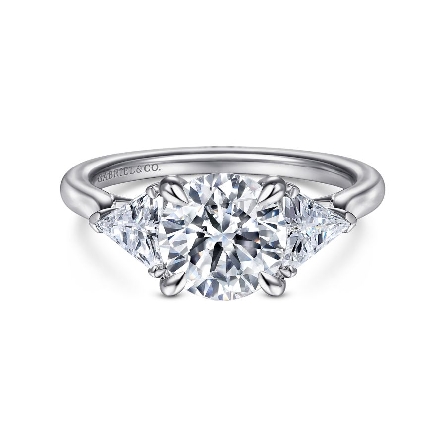 14K White Gold Gabriel MALONEY 4Prong 3Stone Engagement Ring Semi Mounting w/2 Trillion Diams=.42ctw VS2 G-H for a 1.5ct Round Center Stone (not included) Size 6.5 #ER14792R6W43JJ (S1636090)<p>Center Stone Not Included</p>
