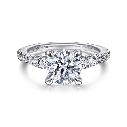 14K White Gold Gabriel RIALTA 4Prong Engagement Ring Semi Mounting w/Diams=.61ctw SI2 G-H for a 1.5ct Round Center Stone (not included) Size 6.5 #ER15249R6W44JJ (S1636089)<p>Center Stone Not Included</p>