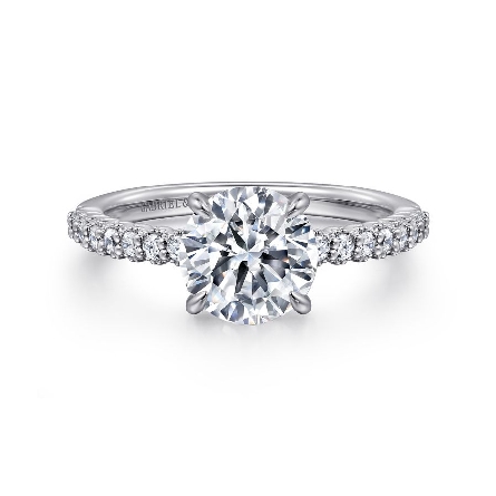 14K White Gold Gabriel KRETE 4Prong  Engagement Ring Semi Mounting w/Diams=.21ctw SI2 G-H for a 1.5ct Round Center Stone (not included) Size 6.5 #ER16147R6W44JJ (S1636064)