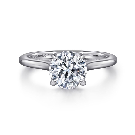 14K White Gold ERICKA Solitaire 4Prong Hidden Halo Engagement Ring Semi Mounting w/Diams=.11ctw SI2 G-H for a 1.5ct Round Center Stone (not included) #ER16339R6W44JJ (S1636054)<p>Center Stone Not Included</p>