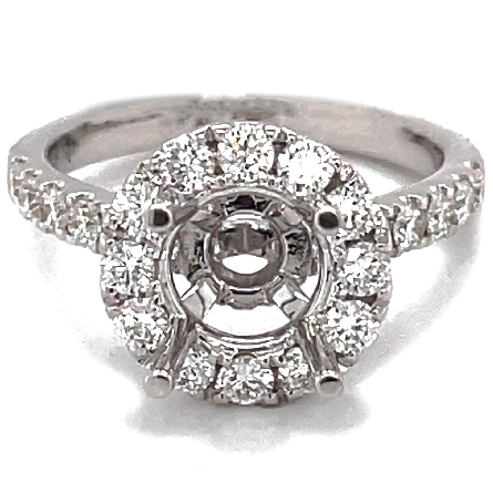 18K White Gold Round Halo Engagement Ring Semi ...