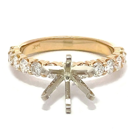 14K Yellow Gold Shared Prong Engagement Ring Se...