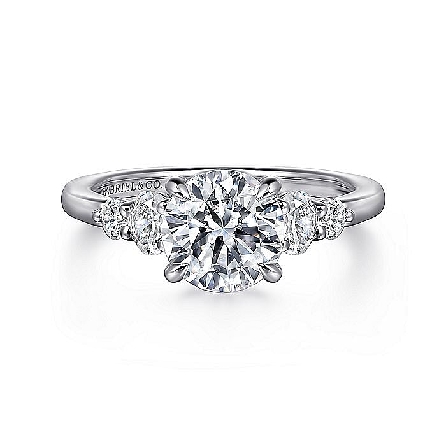 14K White Gold Round Engagement Ring for 1.25ct...