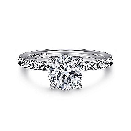 14K White Gold Gabriel  4Prong Hidden Halo Engagement Ring Semi Mounting w/Diams=.21ctw SI2 G-H for a 1ct Oval Center Stone (not included) Size 6.5 #ER16058O6W44JJ (S1817801)<p>Center Stone Not Included</p>