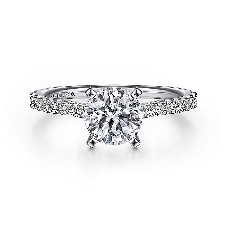 14K White Gold Gabriel 4Prong Engagement Ring S...