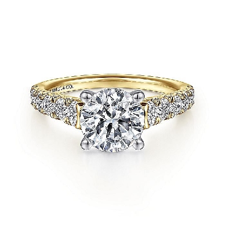 14K White and Yellow Gold Gabriel Engagement Ring Semi Mounting for 2ct Round Center (center stone not included) w/Diams=.84ctw SI2 G-H Size 6.5 #ER12299RM44JJ.0024<p>Center Stone Not Included</p>