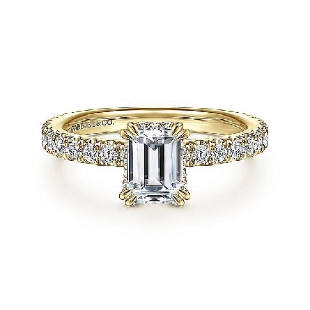 14K Yellow and White Gold Under Halo Engagement Ring Semi Mounting for 1ct Emerald Cut Center (center stone not included) w/Diams=.53ctw SI2 G-H Size6.5 #ER14649E4Y44JJ.0022 (S1817822)<p>Center Stone Not Included</p>