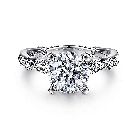 14K White Gold Gabriel Milgrain Engagement Ring...
