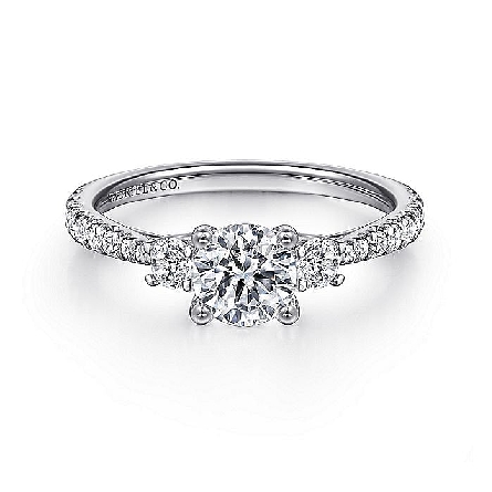 14K White Gold Gabriel 3Stone Engagement Ring Semi Mounting for 1ct Center Stone (center stone not included) w/Diams=.46ctw SI2 G-H #ER7460W44JJ.0183 (S1817812)<p>Center Stone Not Included</p>