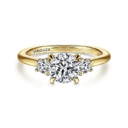 14K Yellow Gold Gabriel Engagement Ring Semi Mounting Three Stone Design for 1ct Round Center (center stone not included) w/Diams=.31ctw SI2 G-H Size 6.5 #ER14745R4Y44JJ (S1817811)<p>Center Stone Not Included</p>