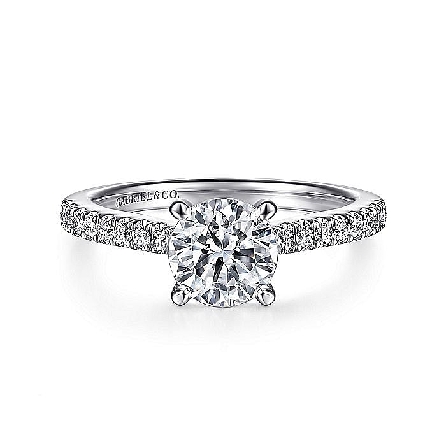 14K White Gold Gabriel Engagement Ring Semi Mounting for 1ct Round Center (center stone not included) w/Diams=.37ctw SI2 G-H Size 6.5 #ER15245R4W44JJ (S1817818)<p>Center Stone Not Included</p>