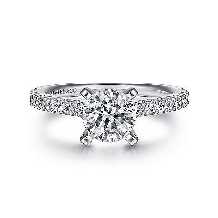 14K White Gold Gabriel Engagement Ring Semi Mounting for 1ct Round Center (center stone not included) w/Diams=.37ctw SI2 G-H Size 6.5 #ER6675W44JJ (S1817824)<p>Center Stone Not Included</p>