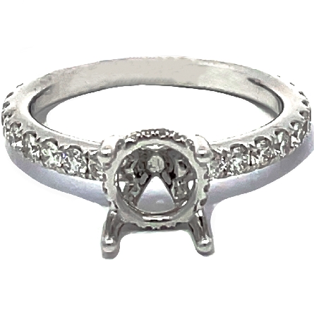 18K White Gold 4 Prong Engagement Ring Semi Mounting for a 1.5ct Round Center (center stone not included) w/Diams=.71ctw SI G-H Size 6.5 #RG21106<p>Center Stone Not Included</p>