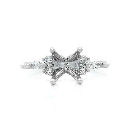 14K White Gold 4Prong Engagement Ring Semi Moun...