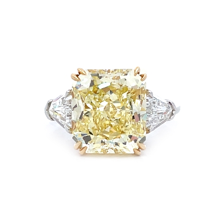 Platinum 3Stone Engagement Ring w/1 Fancy Yello...