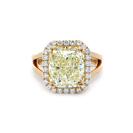 18K Yellow Gold Split Shank Halo Engagement Rin...