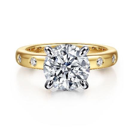 14K Yellow and White Gold Burnish Set Underhalo...