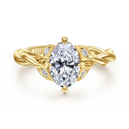 14K Yellow Gold Gabriel 4Prong Leaf Twist Desig...