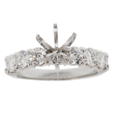 14K White Gold Shared Prong Engagement Ring Sem...