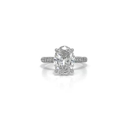 Platinum Pave 4Prong Engagement Ring w/1 Oval D...