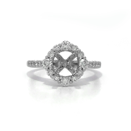 18K White Gold Kite Shaped Halo Engagement Ring...