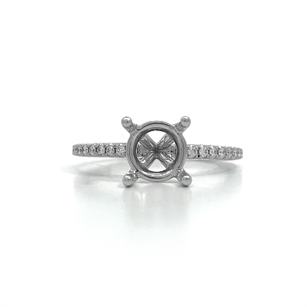 18K White Gold Thin 4Prong Engagement Ring Semi...