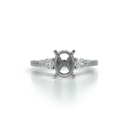 18K White Gold Engagement Ring Semi Mounting w/...