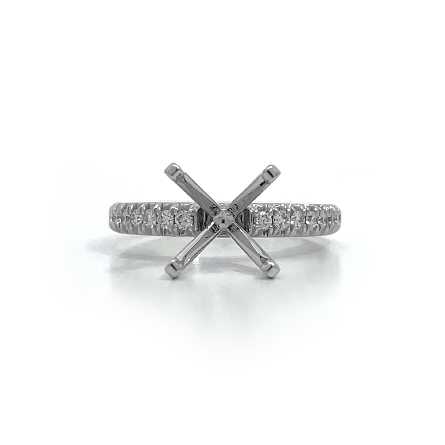 18K White Gold 4Prong Engagement Ring w/16Diams...