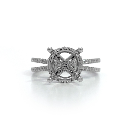 18K White Gold 4Prong Underhalo Tapered 2Row En...