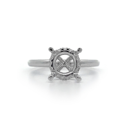 18K White Gold 4Prong Polished Shank Engagement...