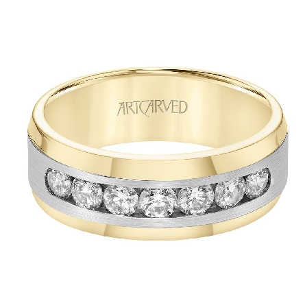 14K Yellow Primary and White Gold Center Mens 8...