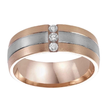 14K Rose (primary) and White Gold 7mm Brushed F...