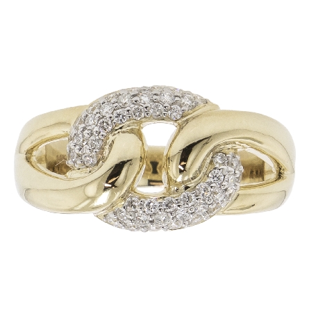 14K Two Tone Gold Pave Link Ring w/48Diams=.40c...