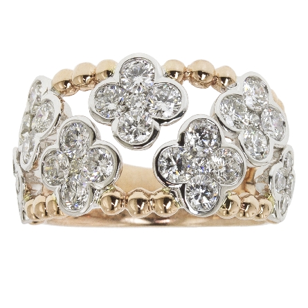 14K Rose and White Gold Multi Cluster Ring w/Di...