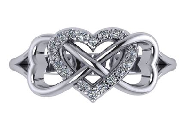 14K White Gold Infinity Heart Ring w/17Diams=.1...
