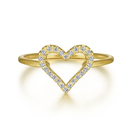 14K Yellow Gold Open Heart Ring w/Diams=.12ctw ...