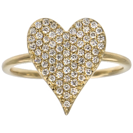 14K Yellow Gold Pave Heart Ring w/Diams=.35ctw ...