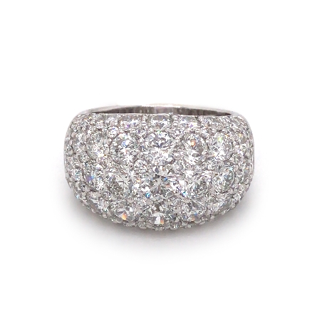 14K White Gold Pave Dome Ring w/Diams=5.53ctw S...