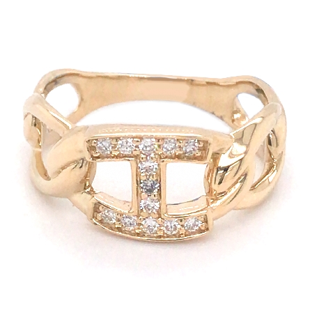14K Yellow Gold Open Oval Mariner Link Band w/D...